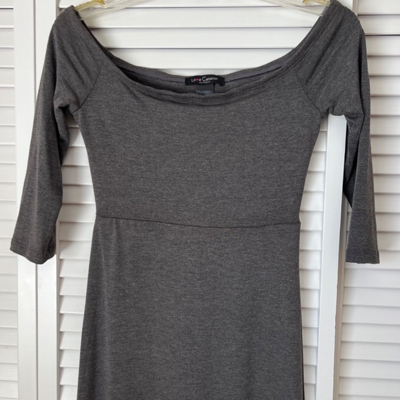 Love Cameron off the shoulders empire waist dark grey long dress size S - Picture 2 of 12